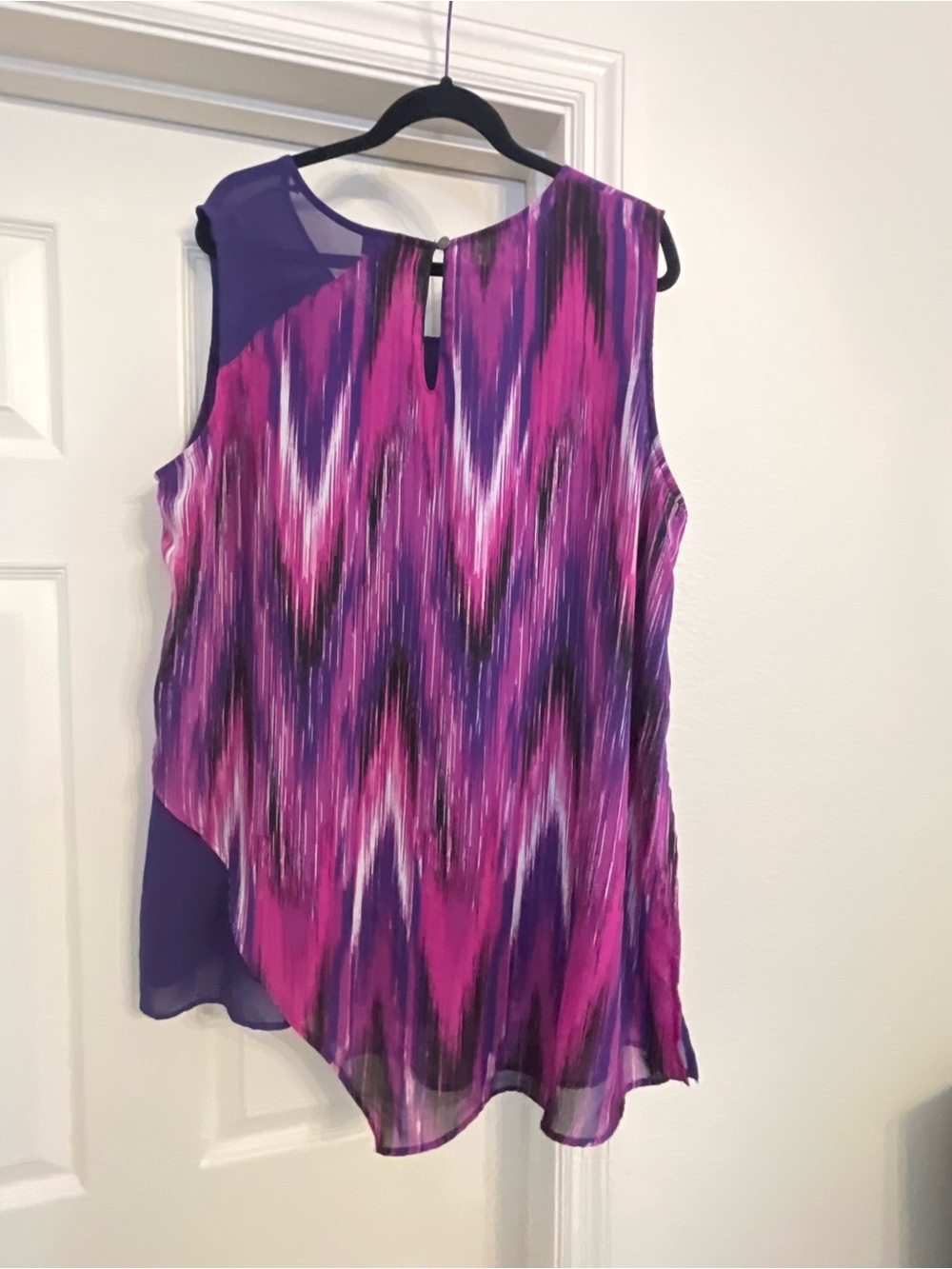 Catherines Purple & Pink Sleeveless Chiffon Overlay Blouse - Picture 3 of 7